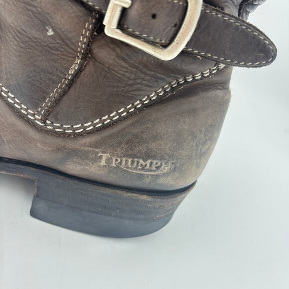 Triumph Paul Smith Brown Leather Buckle Motorcycle Boots Men's 42 Biker - Picture 6 of 15